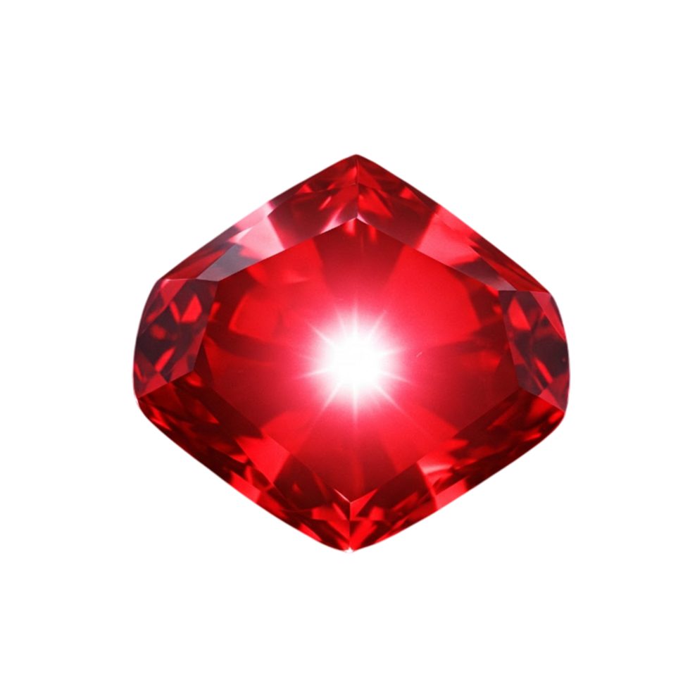 Close-up of a vibrant red ruby gemstone png