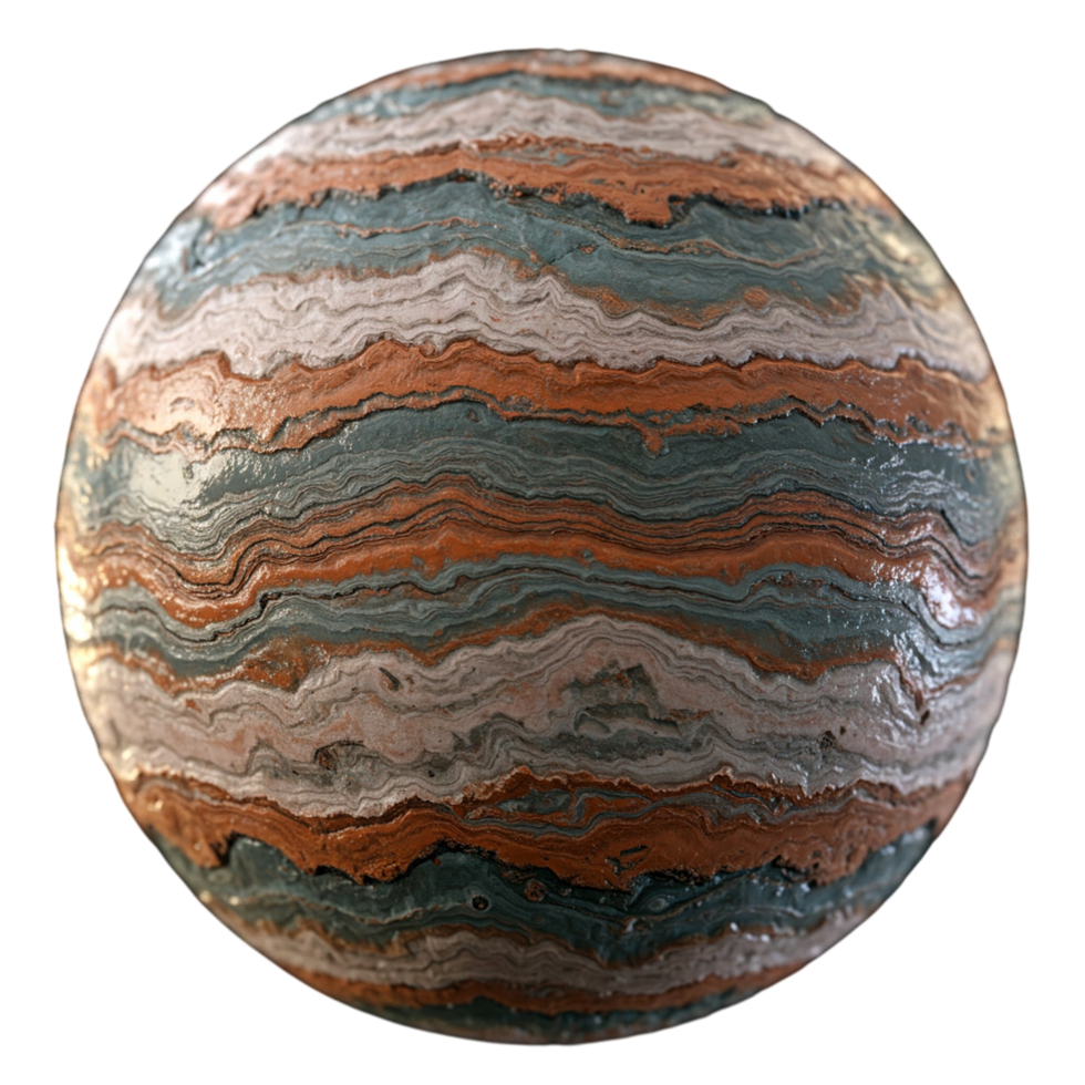 Close-up of a layered sphere texture with earthy tones. png