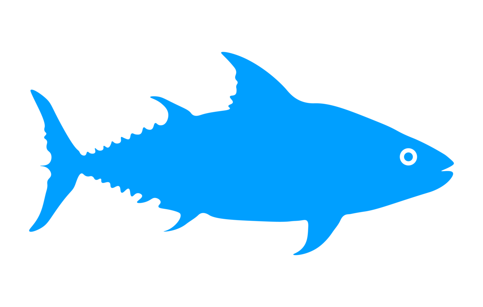 Blue Tuna Fish Silhouette Illustration. Simple Blue Tuna Outline Graphic. Stylized Tuna Silhouette in Blue color. tune fish icon. fish icon. png
