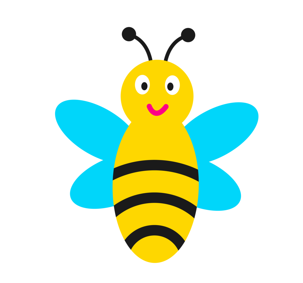 Cute Cartoon Honeybee with Blue Wings Illustration png