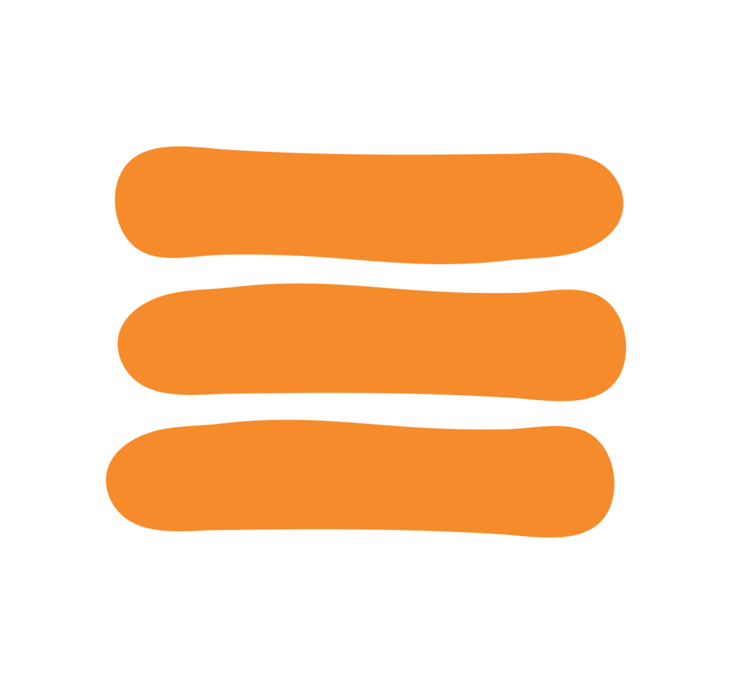 Orange Hamburger Menu Icon. Simple Navigation Symbol - Clean and basic illustration of an orange hamburger menu icon. Transparent background. png