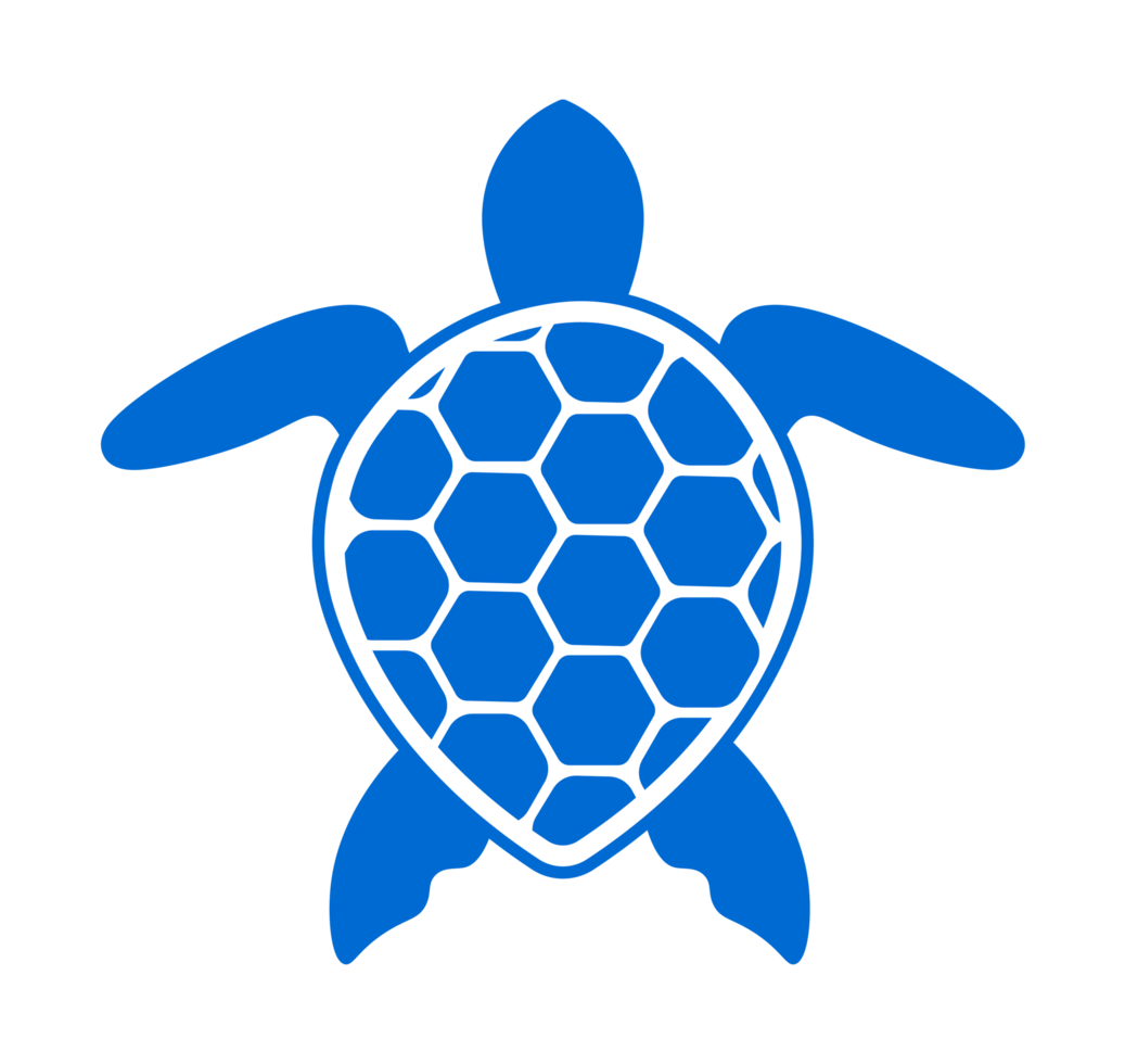 Blue Sea Turtle Outline Illustration. Marine Animal Icon. Simple Blue Turtle Silhouette. Ocean Reptile Graphic. Stylized Blue Sea Turtle. Marine Wildlife Illustration. png