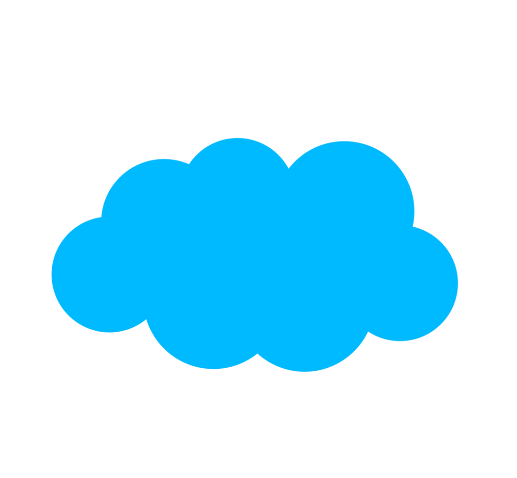 Blue Cloud Illustration Simple Sky Element, Weather Icon Clean and basic cloud design in blue color. Transparent background. png