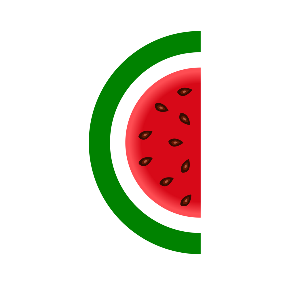 Watermelon Slice Illustration. Refreshing Fruit, Summer Treat Vibrant illustration of a half watermelon slice with seeds. Transparent background. png