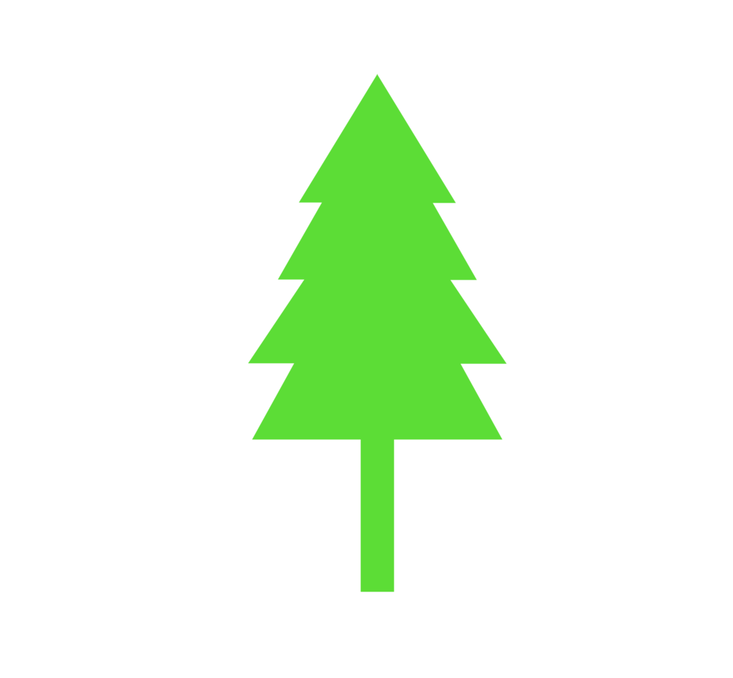 Green Pine Tree Illustration Simple Evergreen, Nature Element - Basic tree design perfect for nature-related projects. Transparent background. png