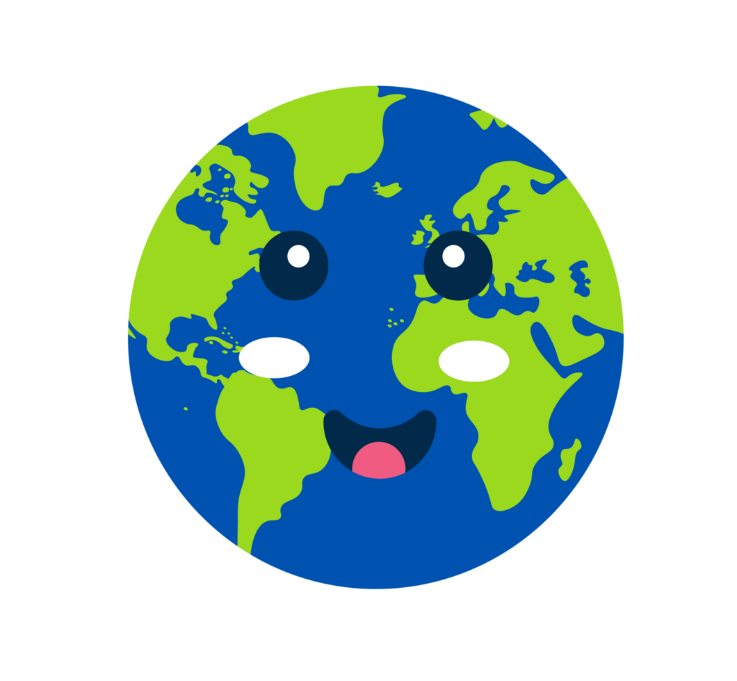 Happy Earth Illustration Smiling Globe, Cute Planet - Cheerful depiction of the world, perfect for positive and educational themes. Transparent background. word map glove smiling. png