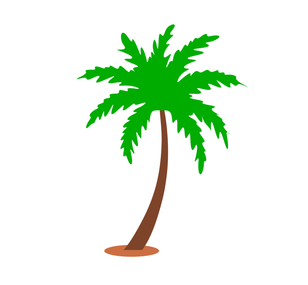 Green Palm Tree Illustration Tropical Plant, Beach Element - Simple and vibrant palm tree design. Transparent background. png