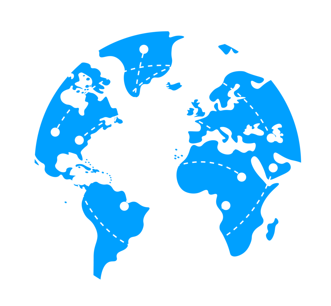 Connected World Illustration. Global Network, Communication, Technology - Ideal for depicting interconnectedness and modern infrastructure. Transparent background. Connected World map glove. png