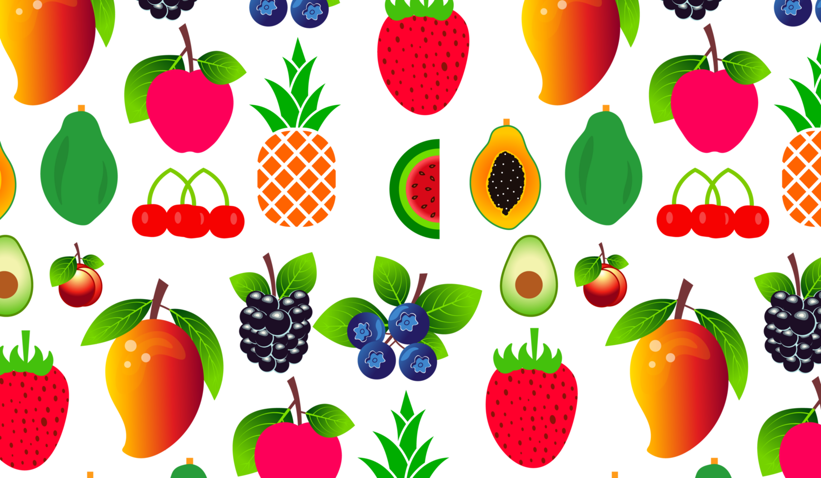 Seamless Fruit Pattern Illustration. Colorful Variety - Vibrant and repeating pattern illustration featuring various colorful fruits. Transparent background. png