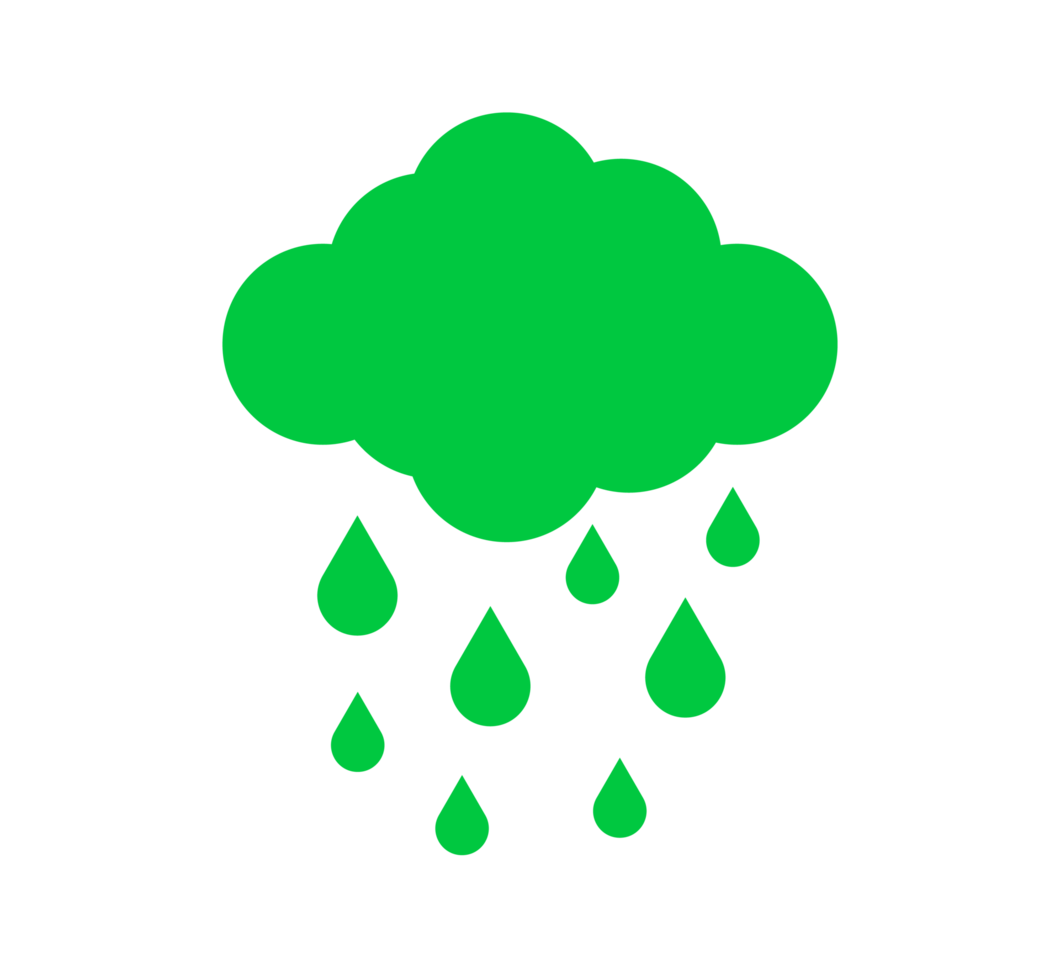 Green Rain Cloud Illustration Weather Icon, Rainy Day Simple and bold illustration of a green rain cloud. Transparent background. png