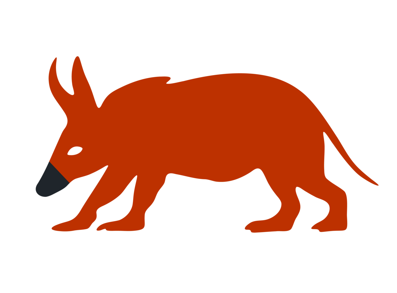 Brown Aardvark Silhouette Illustration. Aardvark animal. Aardvark design. Aardvark icon. Aardvark Illustration. png