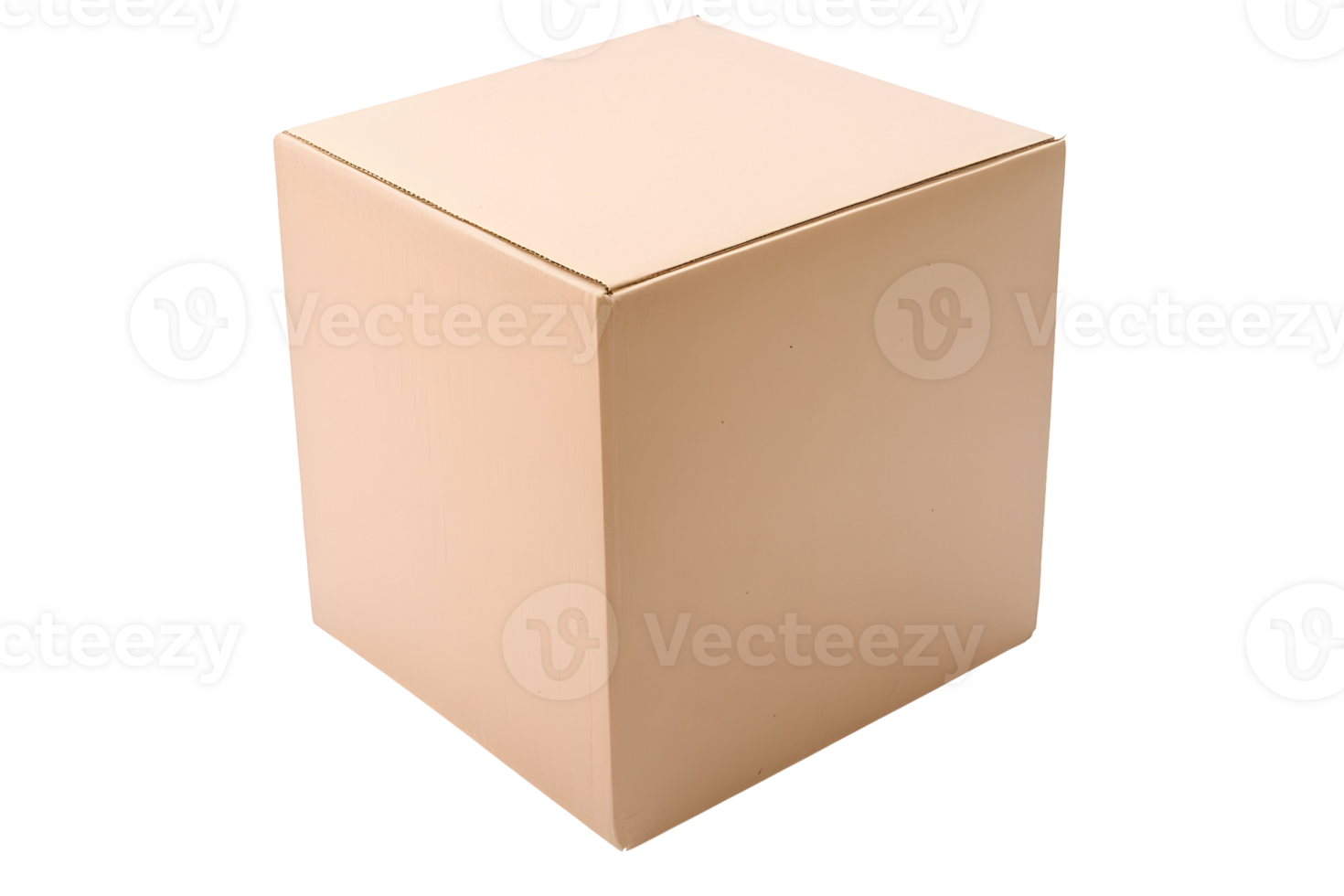 Minimalist cube of light brown cardboard, angled for a simple product presentation png