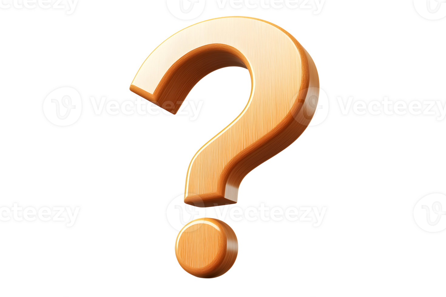 Polished, wooden-textured question mark with curved lines on a transparent background. Uncertainty and questioning are implied png