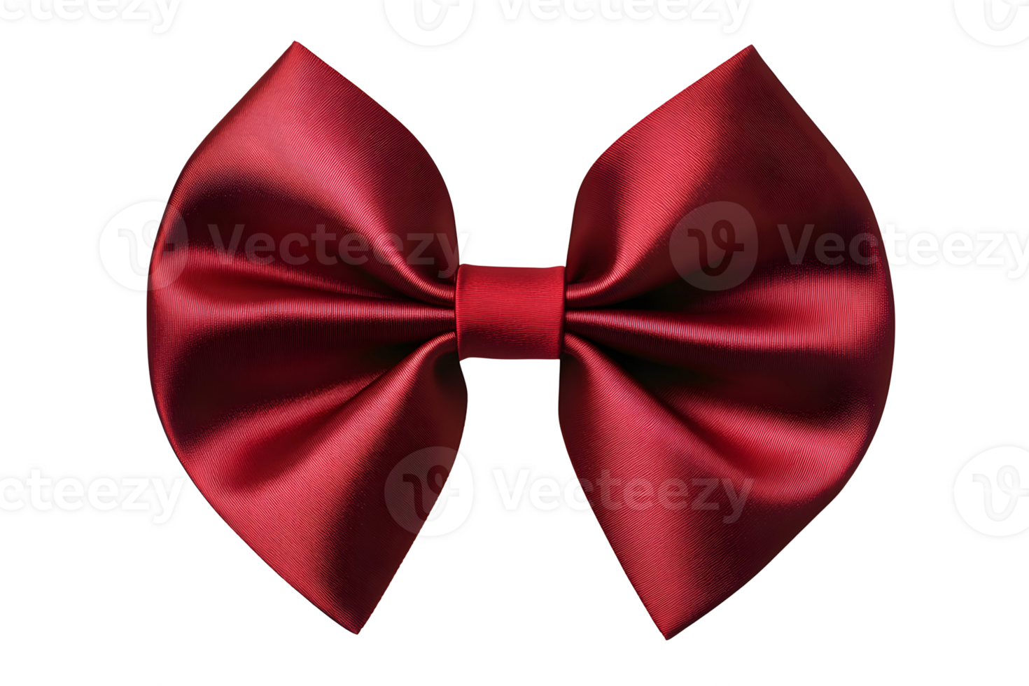 Smooth, shiny maroon bow. Center knot highlights symmetric shape on transparent background backdrop png