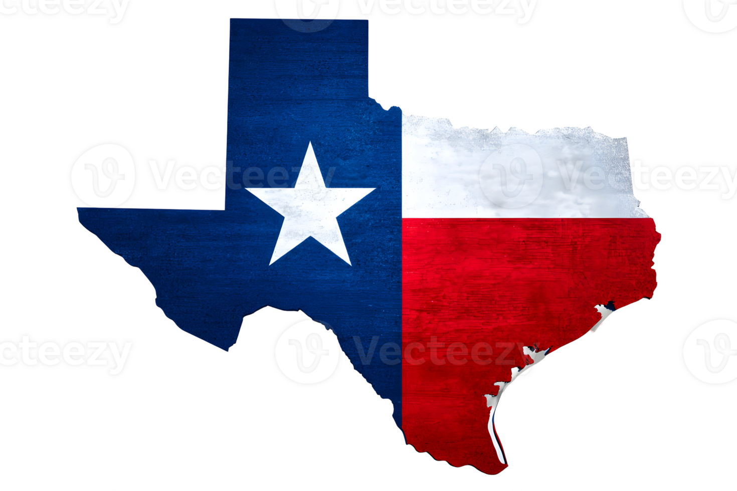 Texas outline featuring the state flag, isolated on a transparent background png