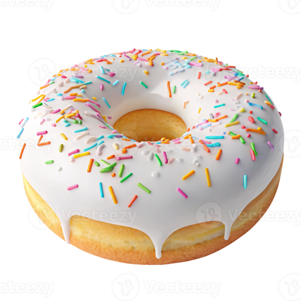Delicious Frosted Donut with Colorful Sprinkles on Transparent Background for Bakery and Dessert Branding png