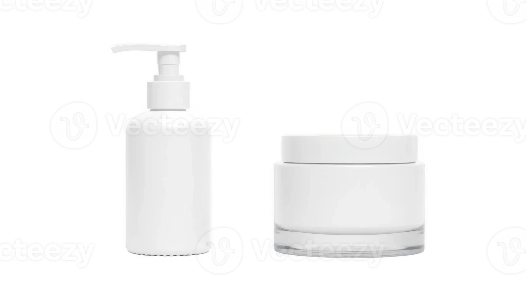 A white container with a white bottle and a white soap png