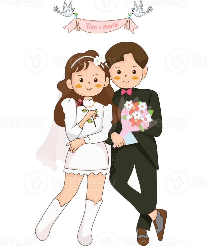 Chibi Bride and Groom Wedding png