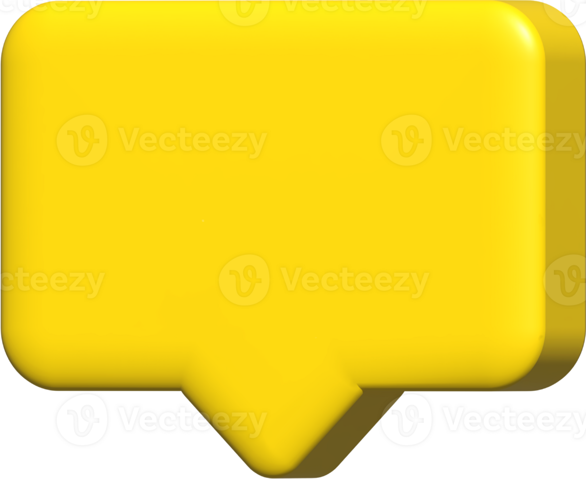 square speech bubble frame 3d, yellow talk icon, emoji comment png