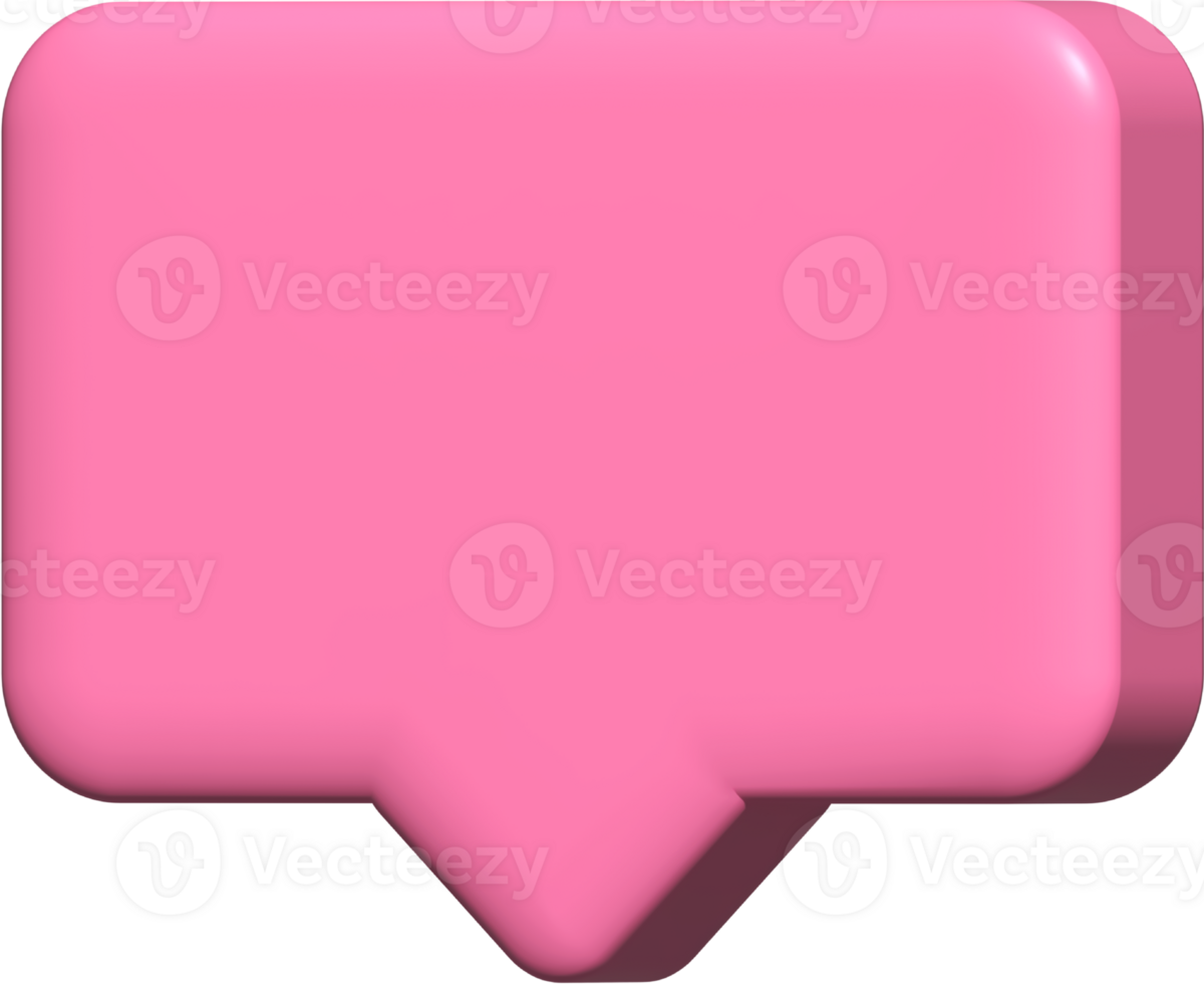 square speech bubble frame 3d, pink talk icon, emoji comment png