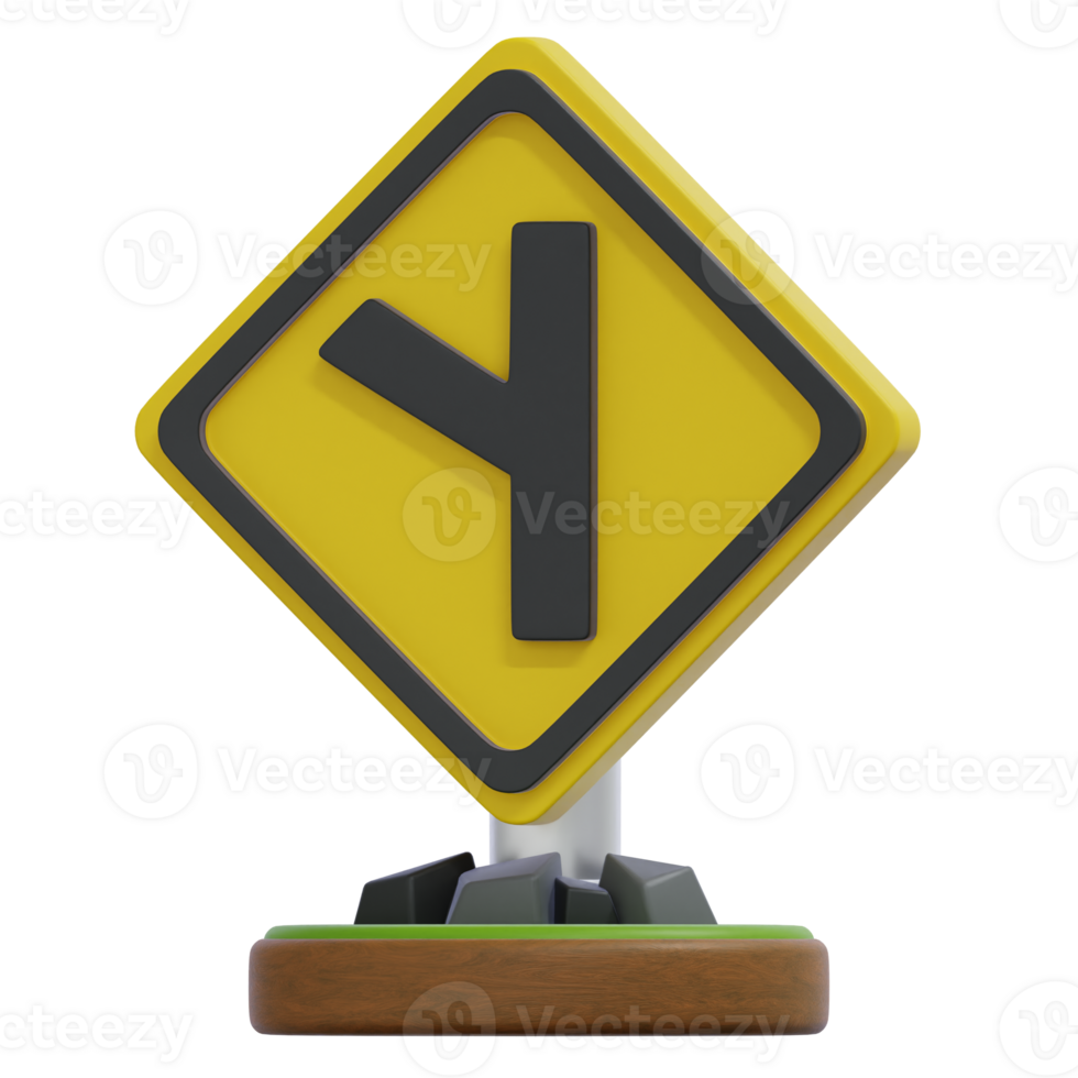 Approaching Intersection Sign on Transparent Background 3D Render png