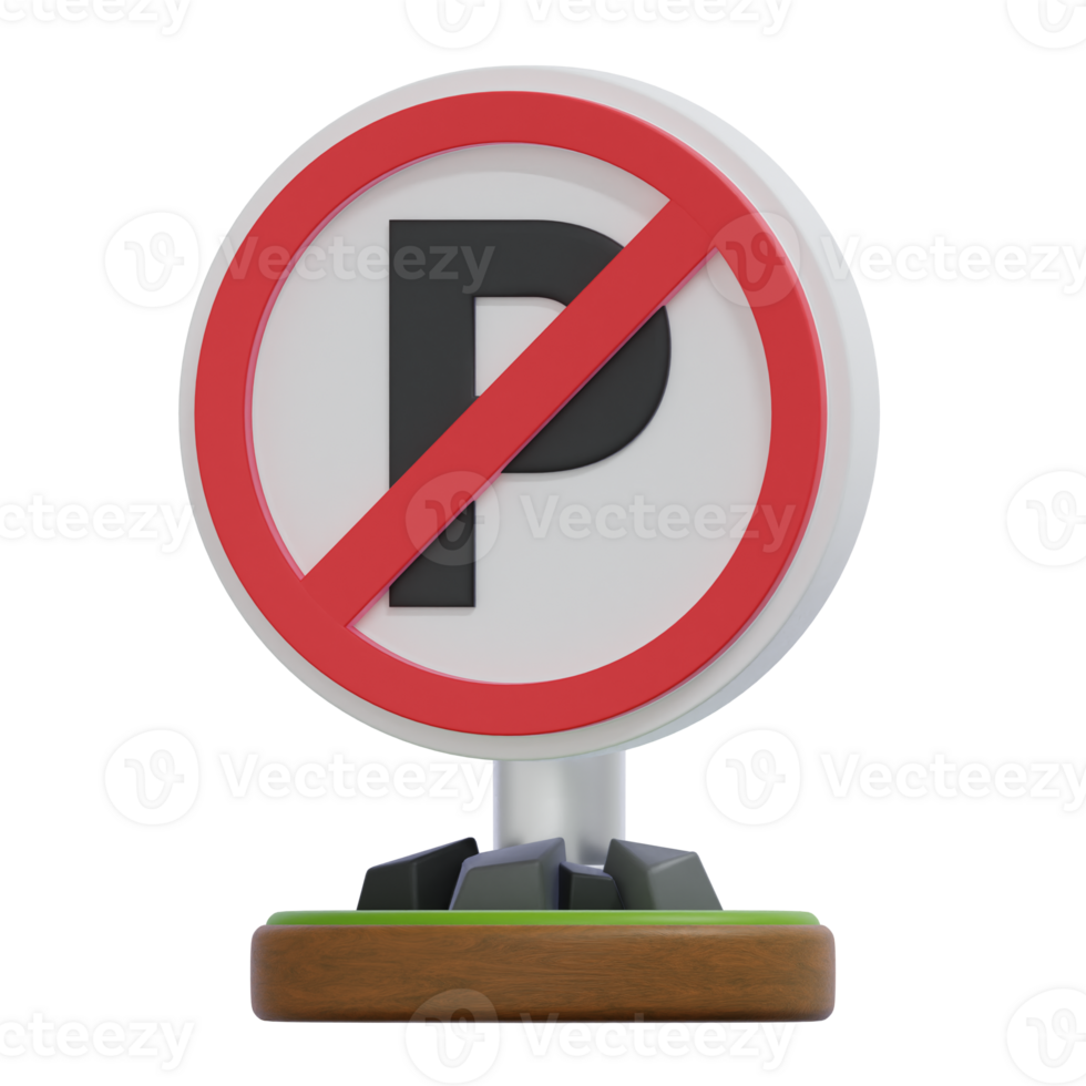 No Parking Sign with Symbol and Red Circle on Transparent Background png