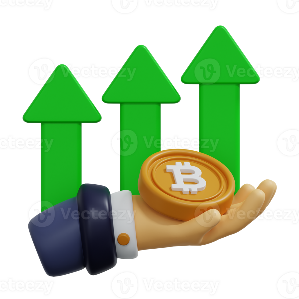 Hand Holding Coin with Upward Arrows Showing Growth png