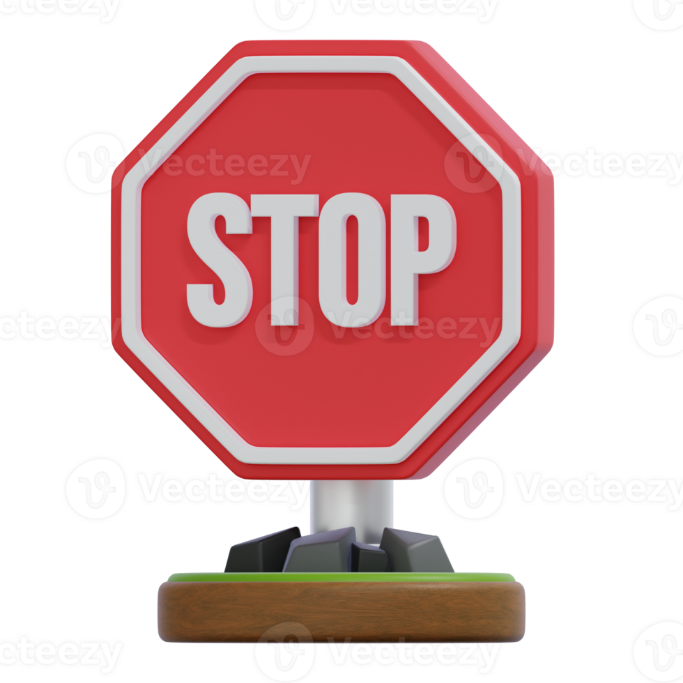 Stop Sign Illustration with Red Octagon and Geometric Style png