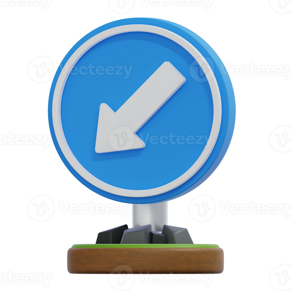 Directional Sign Pointing Down and Left png