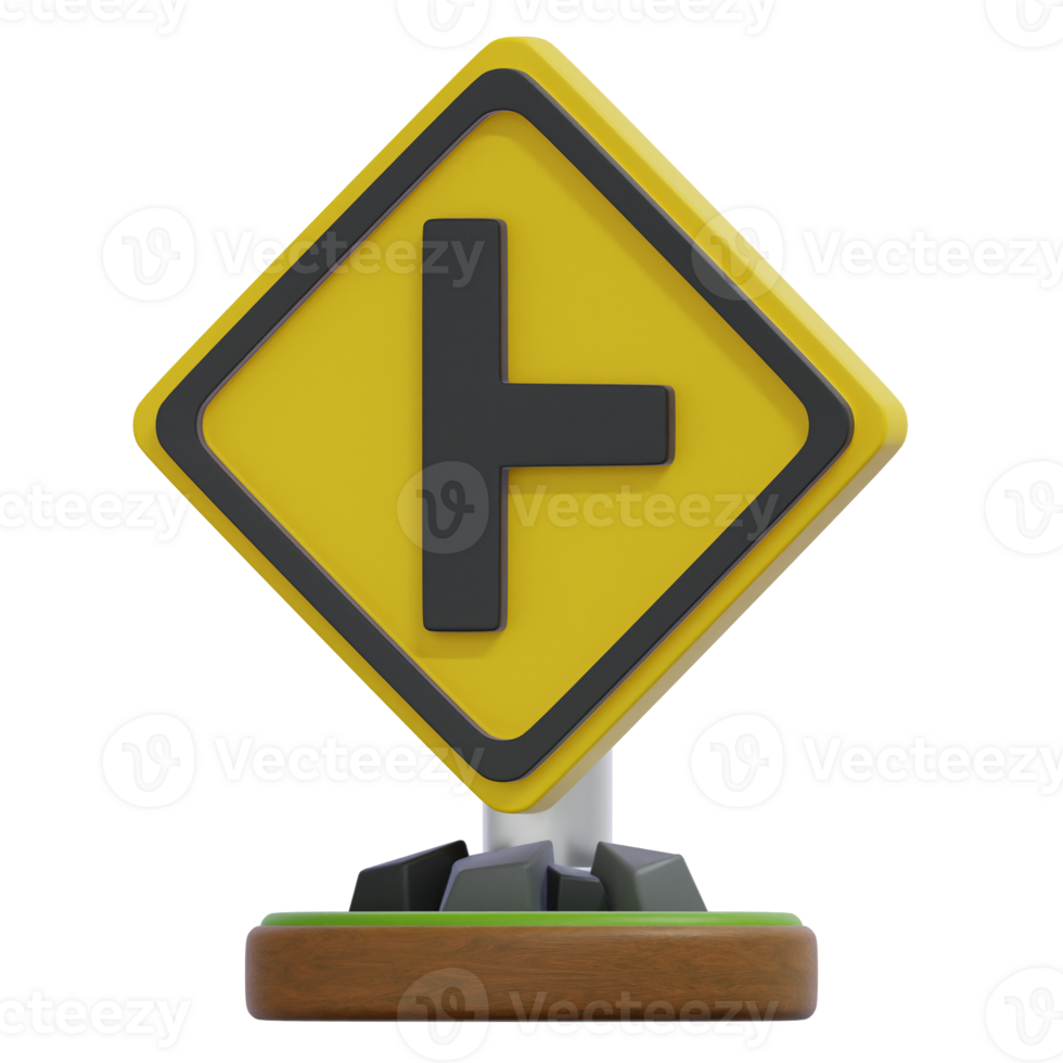 Approaching Intersection Sign Warning of Right Turn Road Ahead png