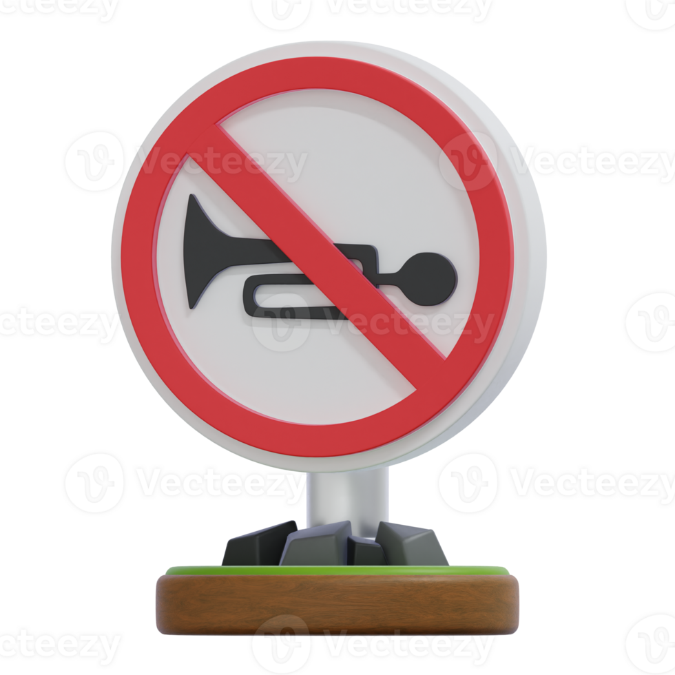 No Honking Sign Graphic with Red Circle and Horn Icon png