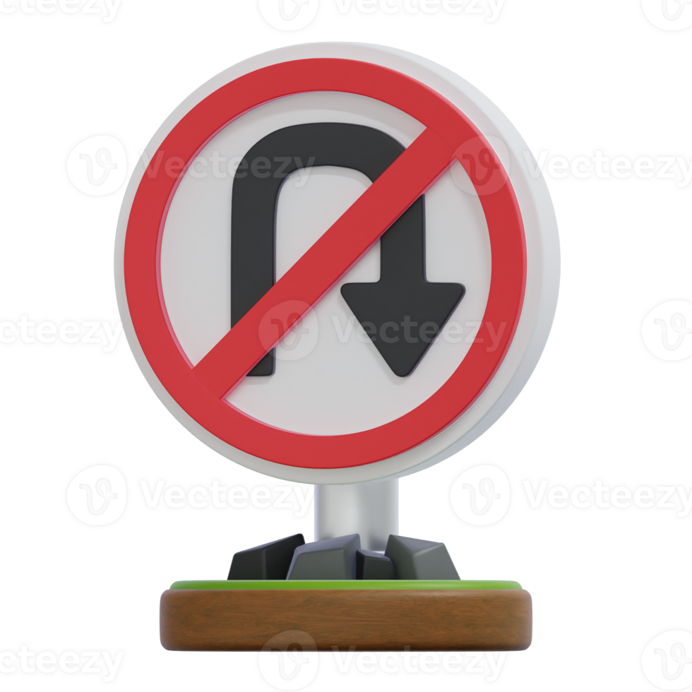 No U-Turn Traffic Sign Illustrating Prohibition png