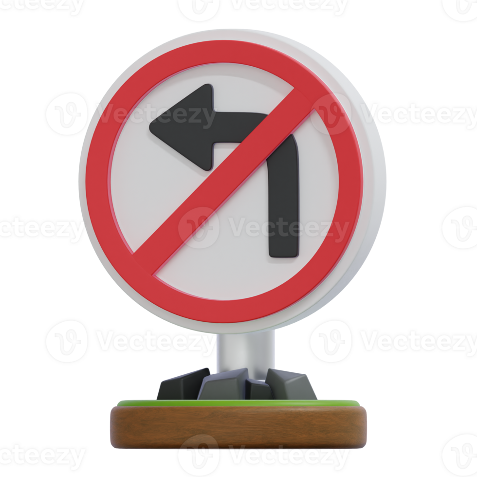 No Left Turn Sign with Red Circle and Diagonal Line Restriction png