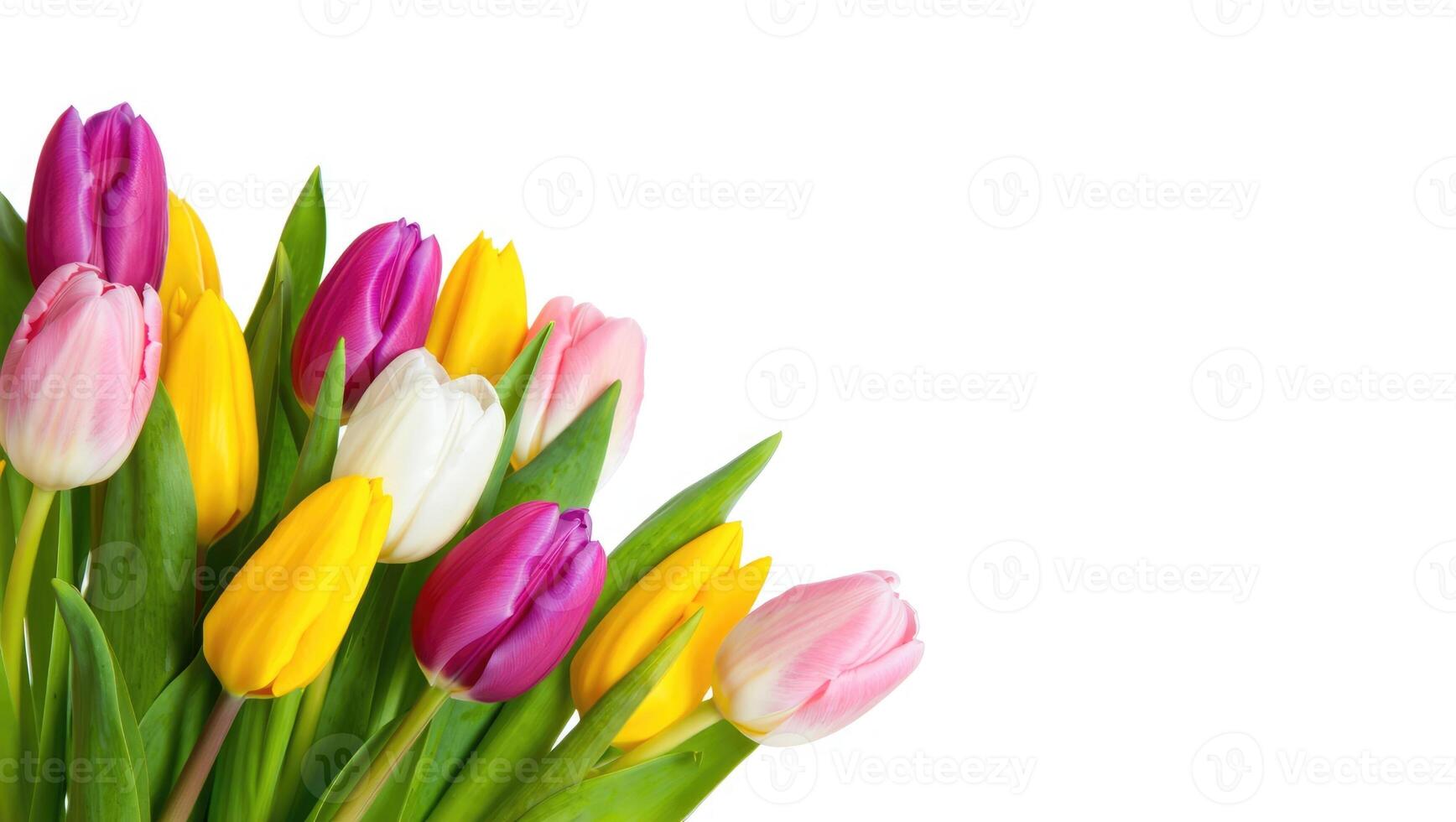 Colorful tulips in a vibrant bouquet arranged for spring decoration photo