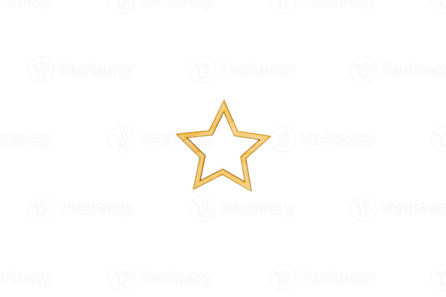 Wooden frame flat empty figure of star on white isolated background. photo