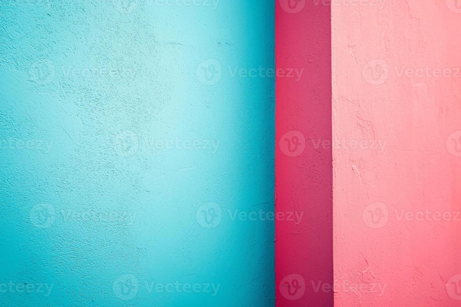Abstract composition of textured walls showcases striking contrast with distinct hues of turquoise and pink photo