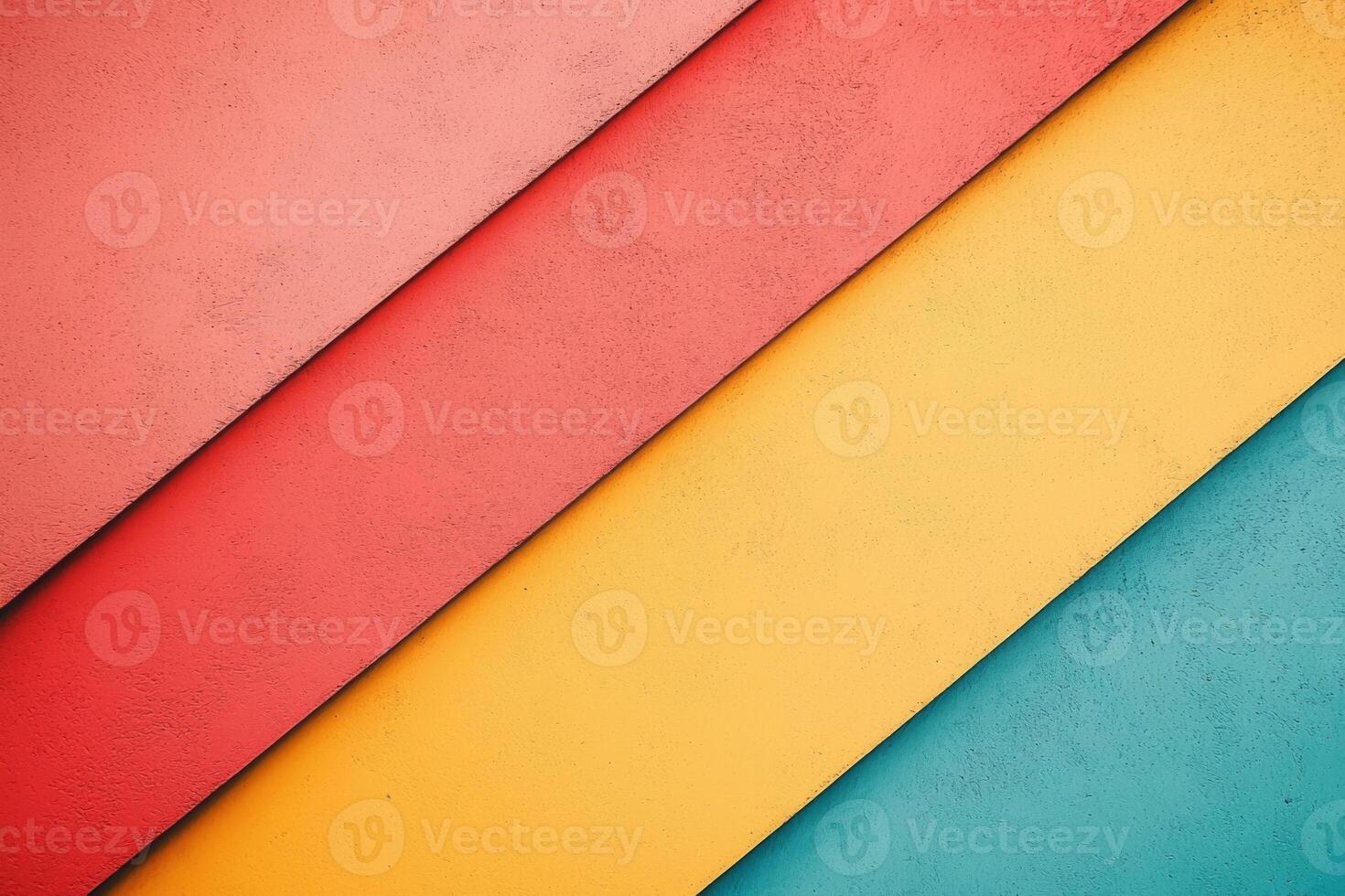 Abstract diagonal planes of color Layers of pink red yellow and turquoise in parallel lines photo