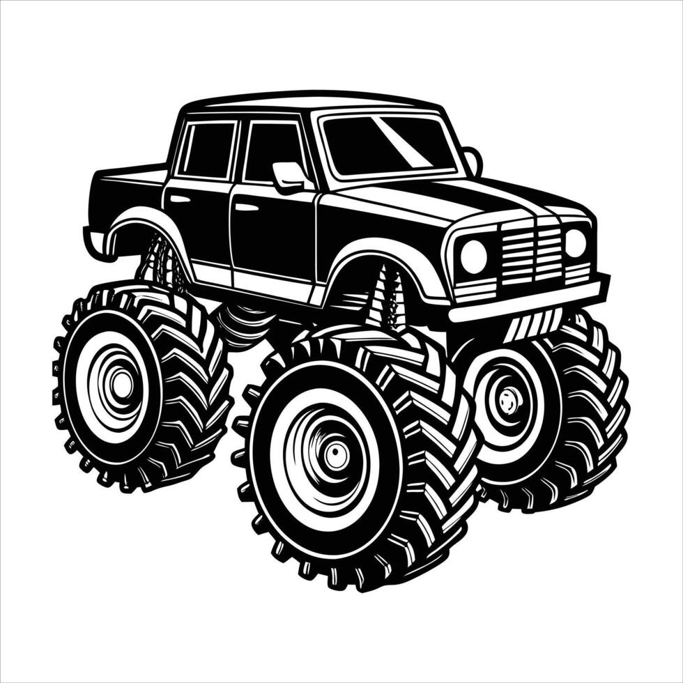 retro style monster truck. vector