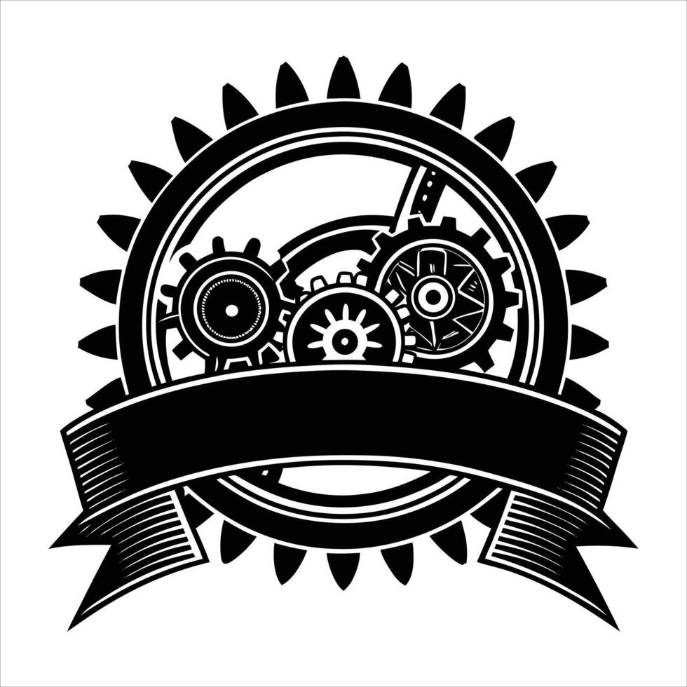 steampunk ribbon banner vector