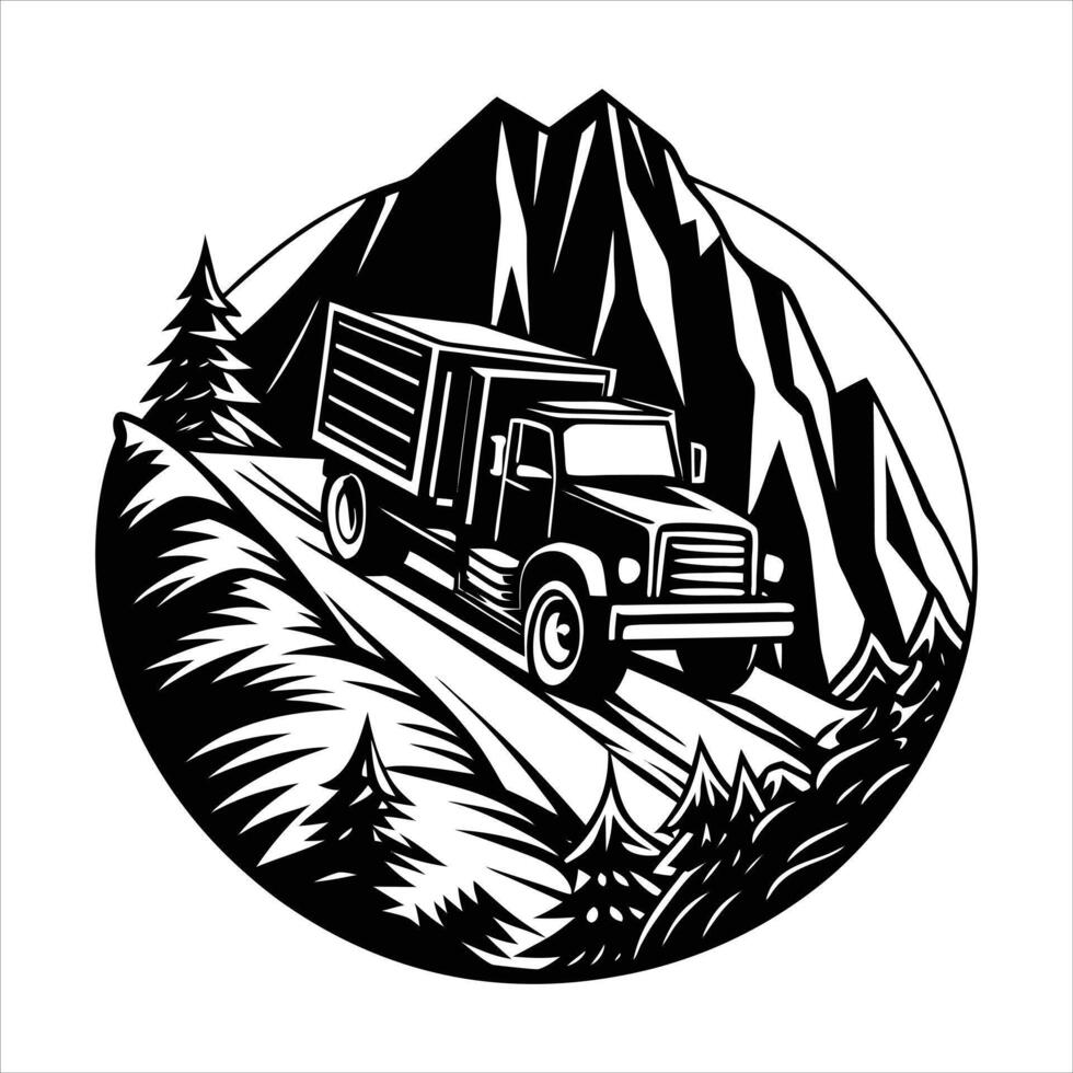 mountain climb the truck climbing vector
