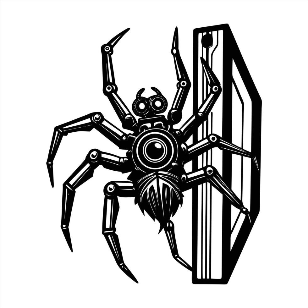 robotic spider climbing vector