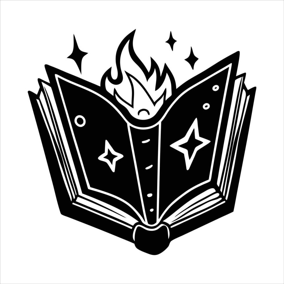 Black silhouette magical book vector