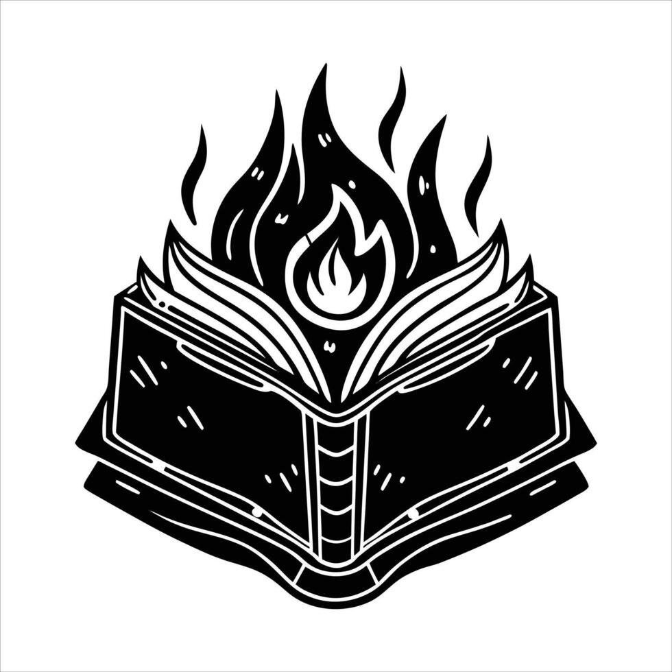 Burning book of magic spells vector