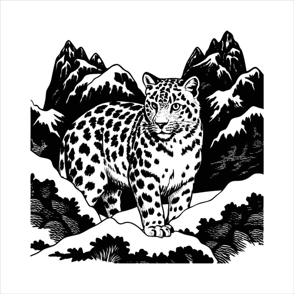 An elegant snow leopard camouflage vector