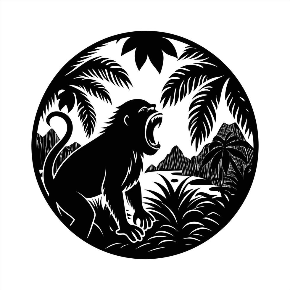 Jungle Monkey Silhouette vector