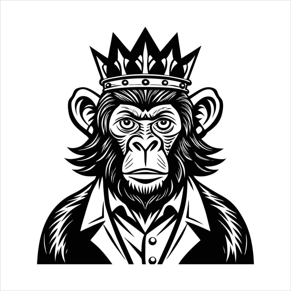 Monkey With Crown vector
