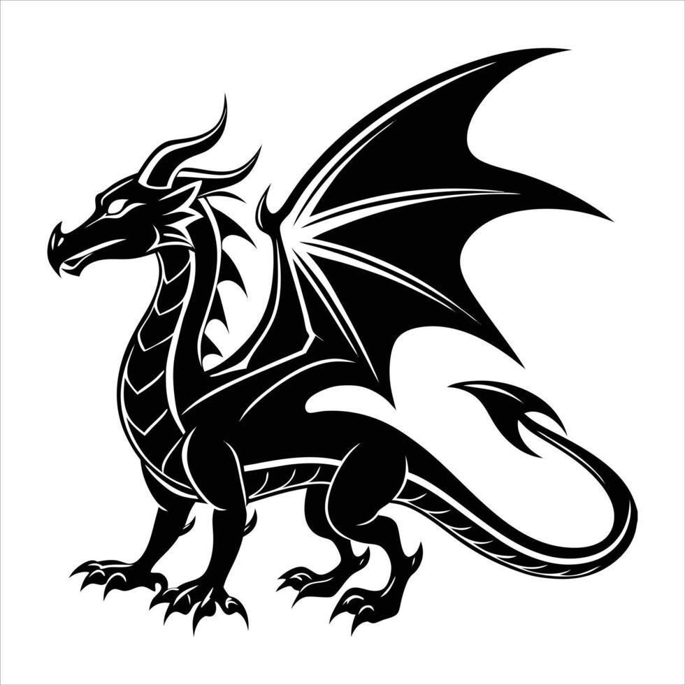 minimalist silhouette dragon vector
