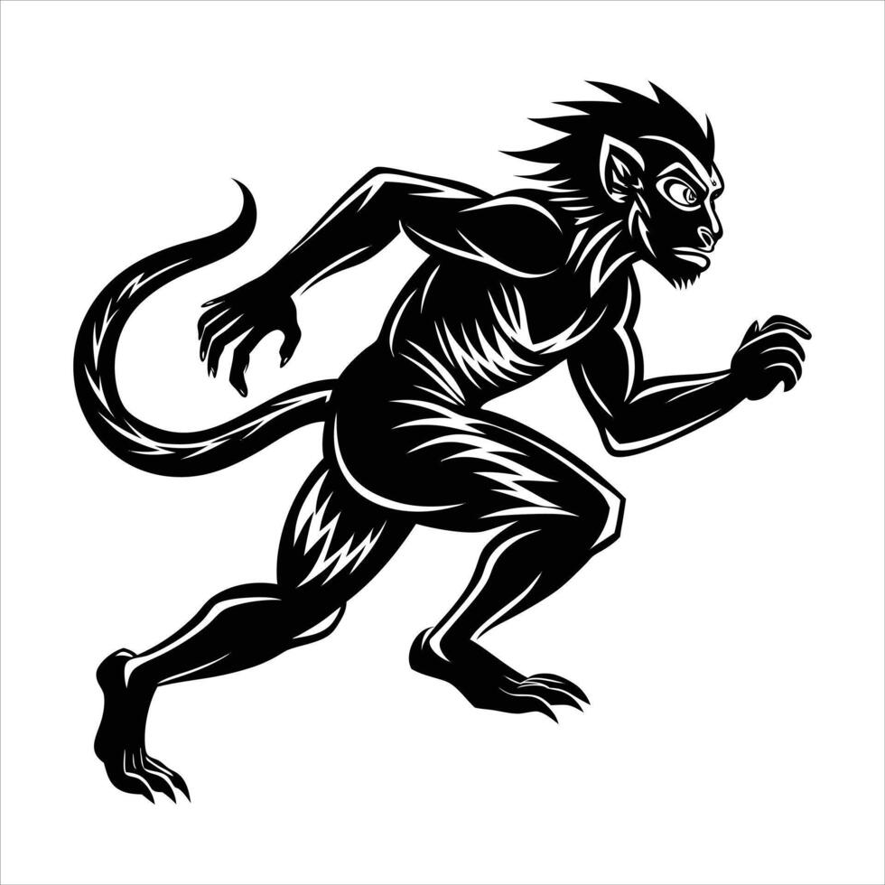 monkey running silhouette vector