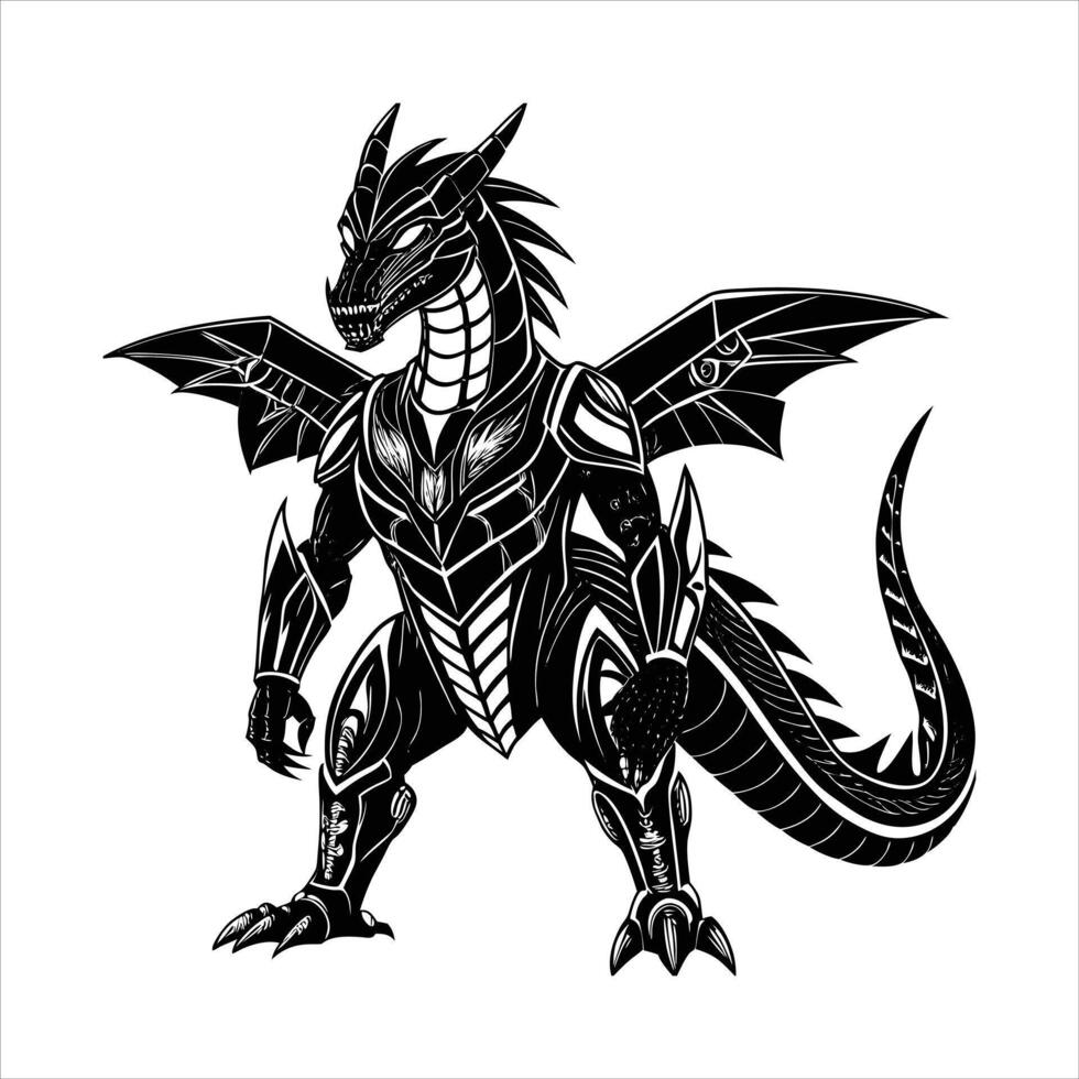 futuristic cyberpunk dragon vector