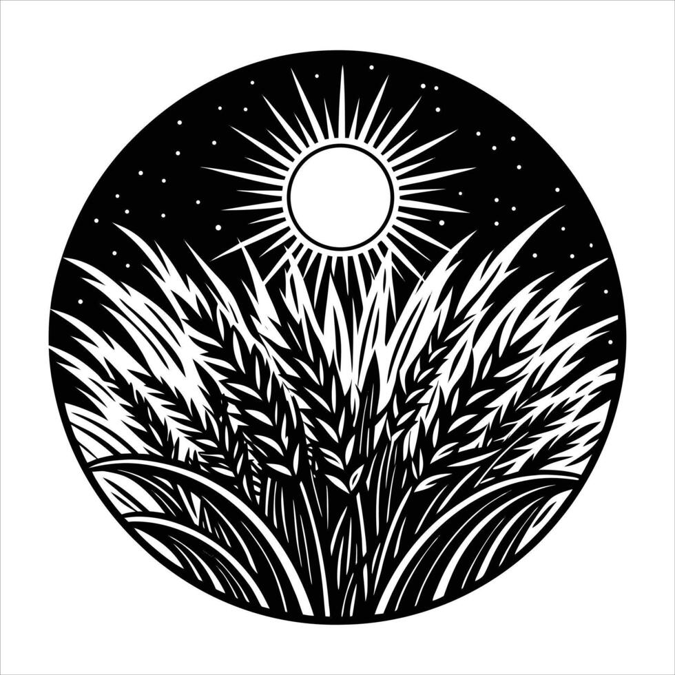 warm summer day with golden grass vector